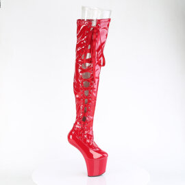 Pleaser CRAZE-3050 Platform Overknee Boots Patent Red