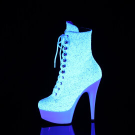 Pleaser DELIGHT-1020LG Platform Ankle Boots Glitter Neon White