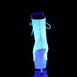Pleaser DELIGHT-1020LG Platform Ankle Boots Glitter Neon White