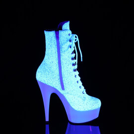 Pleaser DELIGHT-1020LG Platform Ankle Boots Glitter Neon White