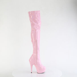 Pleaser DELIGHT-3000HWR Platform Overknee Boots Patent Pink