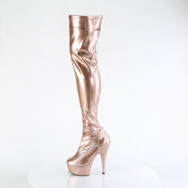 Pleaser DELIGHT-3000HWR Platform Overknee Boots Hologram Faux Leather Gold