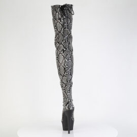 Pleaser DELIGHT-3008SP-BT Platform Overknee Boots Snake Print Grau