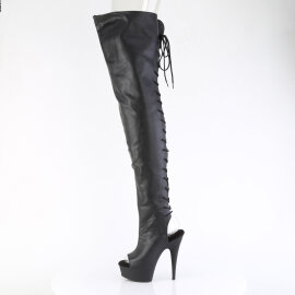 Pleaser DELIGHT-4019 Platform Overknee Boots Faux Leather Black