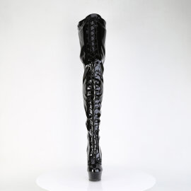 Pleaser DELIGHT-4023 Platform Overknee Boots Patent Black