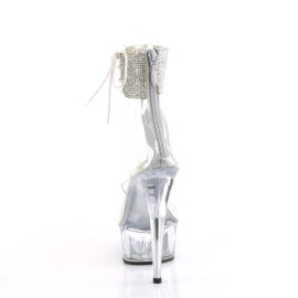 Pleaser DELIGHT-624RS Platform Sandalettes Clear Rhinestones Transparent Silver
