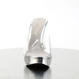 Fabulicious ELEGANT-401 Platform Mules Chrome Clear Silver