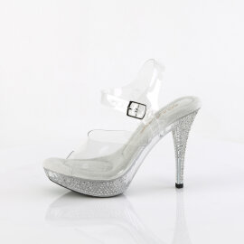 Fabulicious ELEGANT-408 Platform Sandalettes Clear Rhinestones Transparent