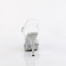 Fabulicious ELEGANT-408 Platform Sandalettes Clear Rhinestones Transparent