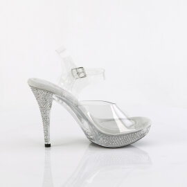 Fabulicious ELEGANT-408 Platform Sandalettes Clear Rhinestones Transparent