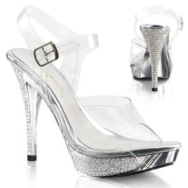 Fabulicious ELEGANT-408 Platform Sandalettes Chrome Clear...
