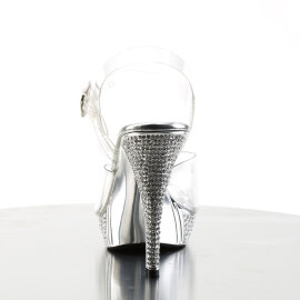 Fabulicious ELEGANT-408 Platform Sandalettes Chrome Clear Silver