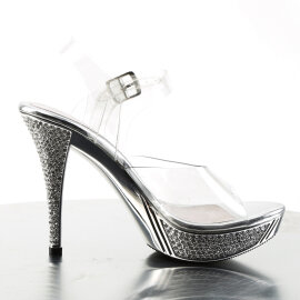 Fabulicious ELEGANT-408 Platform Sandalettes Chrome Clear Silver