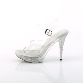 Fabulicious ELEGANT-408ABRS Platform Sandalettes Clear Rhinestones Transparent