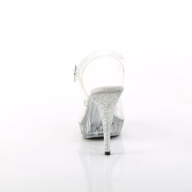 Fabulicious ELEGANT-408ABRS Platform Sandalettes Clear Rhinestones Transparent