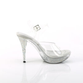 Fabulicious ELEGANT-408ABRS Platform Sandalettes Clear Rhinestones Transparent