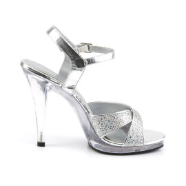 Fabulicious FLAIR-419 Gothic Sandalettes Clear Glitter Silver