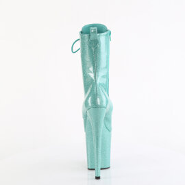 Pleaser FLAMINGO-1040GP Platform Ankle Boots Patent Glitter Turquoise