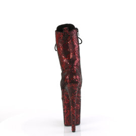 Pleaser FLAMINGO-1040SPF Platform Ankle Boots Fabric Metallic Snake Print Red