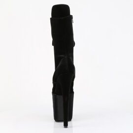 Pleaser FLAMINGO-1045VEL Platform Ankle Boots Velvet Black