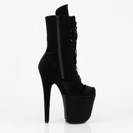 Pleaser FLAMINGO-1045VEL Platform Ankle Boots Velvet Black