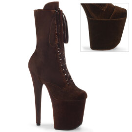 Pleaser FLAMINGO-1045VEL Platform Ankle Boots Velvet Brown