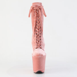 Pleaser FLAMINGO-1045VEL Platform Ankle Boots Velvet Pink