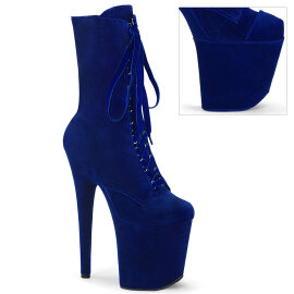 Pleaser FLAMINGO-1045VEL Platform Ankle Boots Velvet Blue