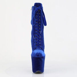 Pleaser FLAMINGO-1045VEL Platform Ankle Boots Velvet Blue