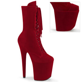 Pleaser FLAMINGO-1045VEL Platform Ankle Boots Velvet Red