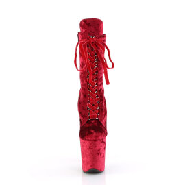 Pleaser FLAMINGO-1045VEL Platform Ankle Boots Velvet Red