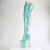 Pleaser FLAMINGO-3020GP Platform Overknee Boots Patent Glitter Turquoise