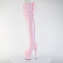 Pleaser FLAMINGO-3850 Platform Overknee Boots Patent Pink
