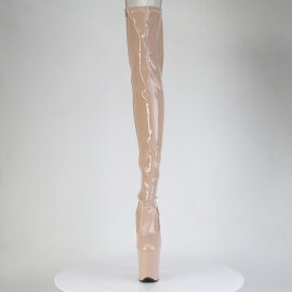 Pleaser FLAMINGO-3850 Platform Overknee Boots Patent Beige