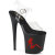Pleaser FLAMINGO-808TGRS Platform Sandalettes Clear Rhinestones Black Red