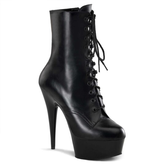 Pleaser DELIGHT-1020 Black Leather/Black EU-39 / US-9
