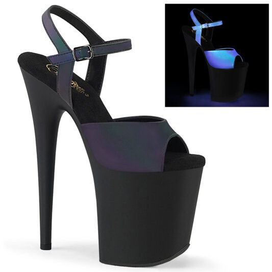 Pleaser FLAMINGO-809REFL Platform Sandalettes Clear Black