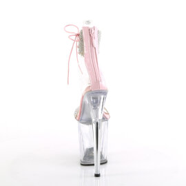 Pleaser FLAMINGO-827RS Platform Sandalettes Clear Rhinestones Silver Baby Pink