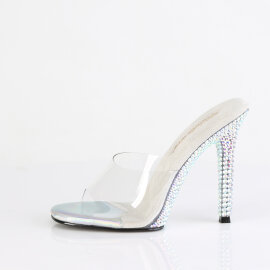 Fabulicious GALA-01DML Mules Clear Rhinestones Silver