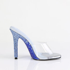 Fabulicious GALA-01DMM Mules Clear Rhinestones Blue