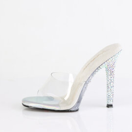 Fabulicious GALA-01DSP Mules Clear Rhinestones Transparent