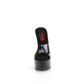 Pleaser GLEAM-601 Platform Mules Clear Black Transparent