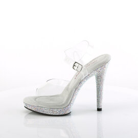 Fabulicious GLORY-508DM Sandalettes Clear Rhinestones Silver