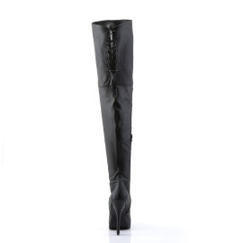 Devious INDULGE-3011 Platform Overknee Boots Faux Leather Black