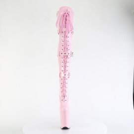 Pleaser INFINITY-3028 Platform Overknee Boots Clear Rhinestones Pink