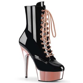 Pleaser DELIGHT-1020 Black Patent/Rose Gold Chrome EU-37...