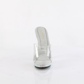 Fabulicious LIP-101DM Mules Clear Rhinestones Silver