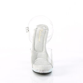 Fabulicious LIP-108DM Sandalettes Clear Rhinestones Silver
