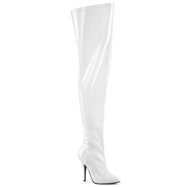 Pleaser SEDUCE-3000WC Overknee Boots Patent White