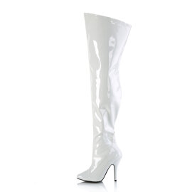Pleaser SEDUCE-3000WC Overknee Boots Patent White
